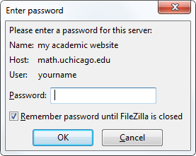 Filezilla password prompt